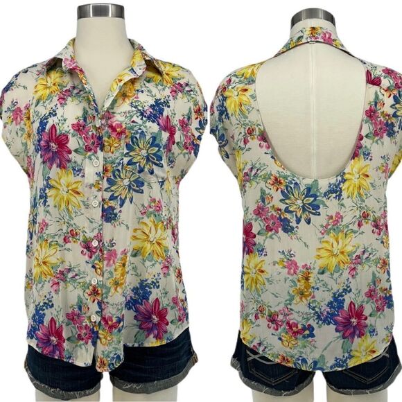 NWOT UO Lucca Couture Floral Cutout Back Blouse - Picture 1 of 10